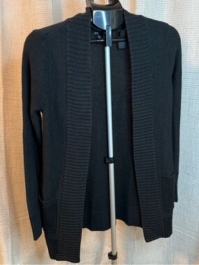 H&M Black Open-Front Women's Cardigan with Ribbed Trim